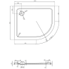 Mexen Flat pusapvalė plona dušo padėklas kairė 100 x 90 cm, juodas, juodas sifonas - 41709010L-B