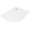 Mexen Flat pusapvalė plokščia dušo padėklo dešinė 100 x 90 cm, balta, auksinis sifonas - 41109010P-G
