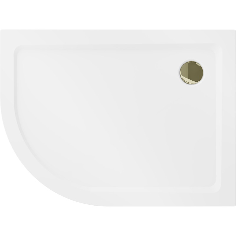 Mexen Flat pusapvalis dušo padėklas slim dešinys 120 x 90 cm, baltas, sifonas auksinis - 41109012P-G