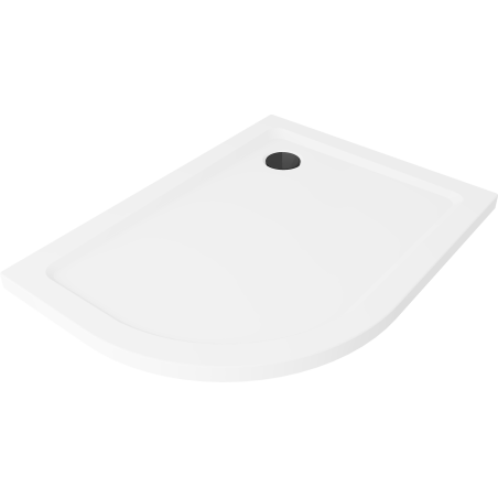 Mexen Flat pusapvalė plokščia dušo kabina dešinė 100 x 90 cm, balta, juodas sifonas - 41109010P-B