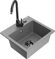 Mexen Milo granito plautuvė su viena kamera ir virtuvės maišytuvu Telma, pilka - 6505-71-670200-70-B