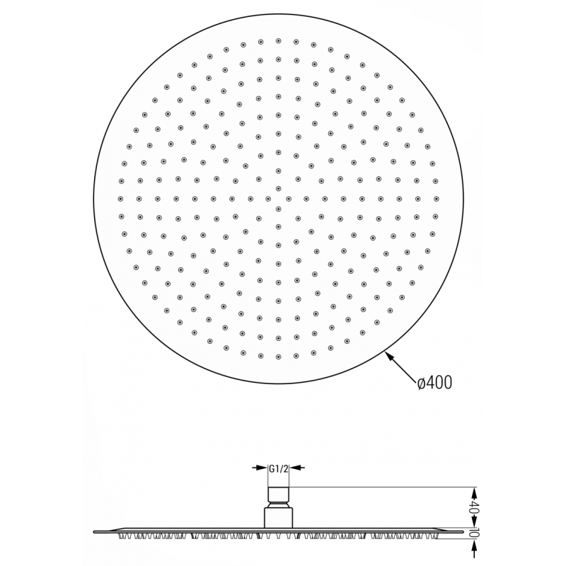 Mexen Slim lietvamzdis 40 cm, juodas - 79240-70