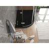 Mexen Flat pusapvalio formos dušo padėklas, dešinė pusė, plonas, 90 x 80 cm, juodas, sifonas chromuotas - 41708090P
