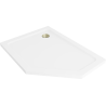 Mexen Flat penkiakampė dušo plokštė, kairysis slim 90 x 80 cm, balta, auksinis sifonas - 41P108090L-G