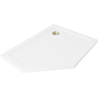 Mexen Flat penkiakampis dušo padėklas plonas dešinys 100 x 80 cm, baltas, sifonas auksinis - 41P108010R-G
