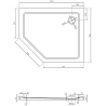 Mexen Flat penkiakampis dušo padėklas plonas dešinys 100 x 80 cm, baltas, sifonas auksinis - 41P108010R-G