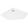 Mexen Flat penkiakampis dušo padėklas slim 90 x 90 cm, baltas, aukso sifonas - 41P109090-G