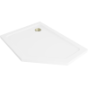 Mexen Flat plokščias penkiakampis dušo padėklas kairysis 100 x 90 cm, baltas, sifonas auksinis - 41P109010L-G