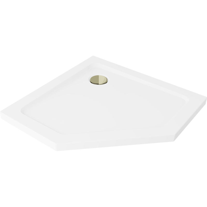 Mexen Flat penkiakampis dušo padėklas "Slim" 100 x 100 cm, baltas, auksinis sifonas - 41P101010-G