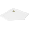 Mexen Flat penkiakampis dušo padėklas "Slim" 100 x 100 cm, baltas, auksinis sifonas - 41P101010-G