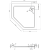 Mexen Flat penkiakampė plona dušo padėtis 100 x 100 cm, juoda, auksinė sifonas - 41P701010-G