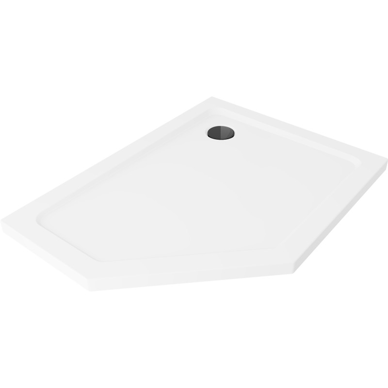 Mexen Flat penkiakampė plona įleistinė dušo padėklas dešinė 90 x 80 cm, baltas, sifonas juodas - 41P108090R-B
