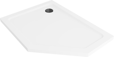 Mexen Flat penkiakampis dušo padėklas slim kairysis 100 x 90 cm, baltas, juodas sifonas - 41P109010L-B