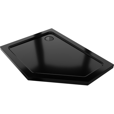 Mexen Flat penkiakampis dušo padėklas slim kairysis 90 x 80 cm, juodas, juodas sifonas - 41P708090L-B