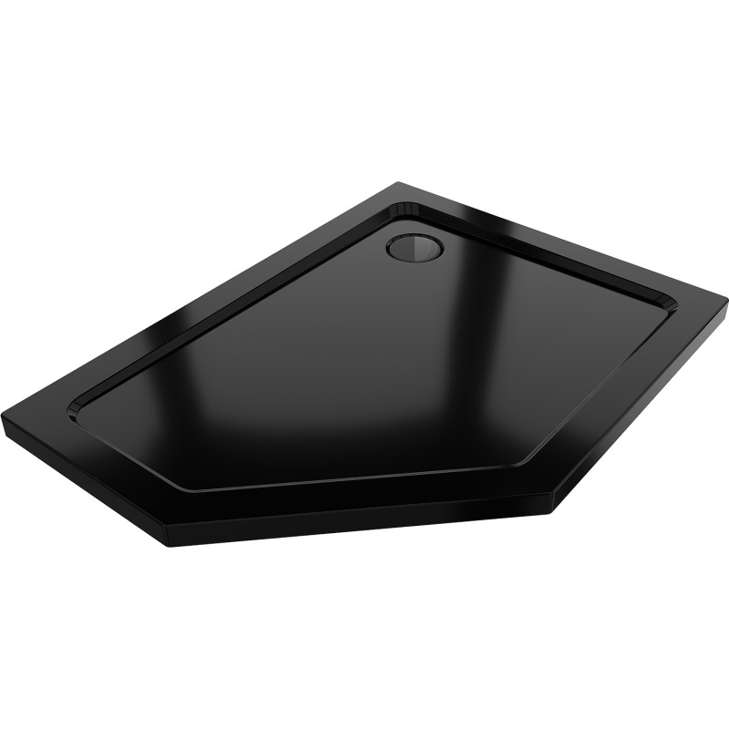 Mexen Flat penkiakampis plonas dušo padėklas dešinysis 100 x 80 cm, juodas, juodas sifonas - 41P708010R-B