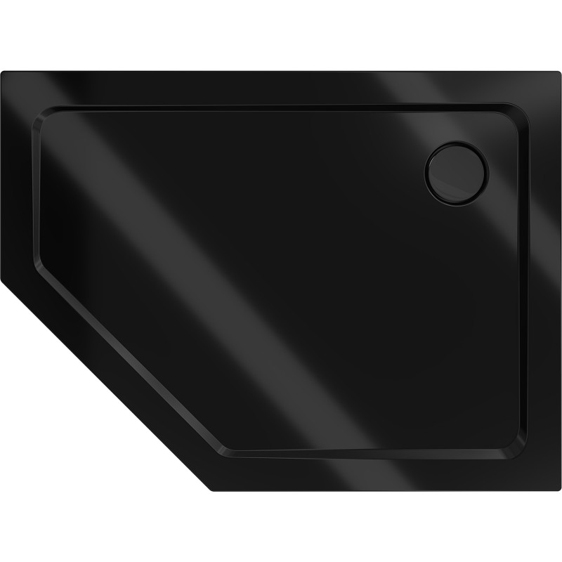 Mexen Flat penkiakampis plonas dušo padėklas dešinysis 100 x 80 cm, juodas, juodas sifonas - 41P708010R-B
