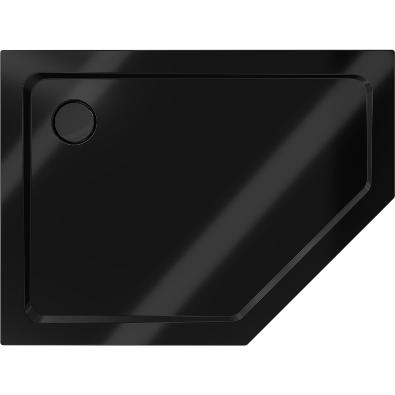 Mexen Flat penkiakampis Slim dušo padėklas, juodas, su sifonu iš kairės pusės, 100 x 90 cm - 41P709010L-B
