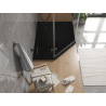 Mexen Flat penkiakampis dušo padėklas slim dešinysis 100 x 90 cm, juodas, sifonas juodas - 41P709010R-B