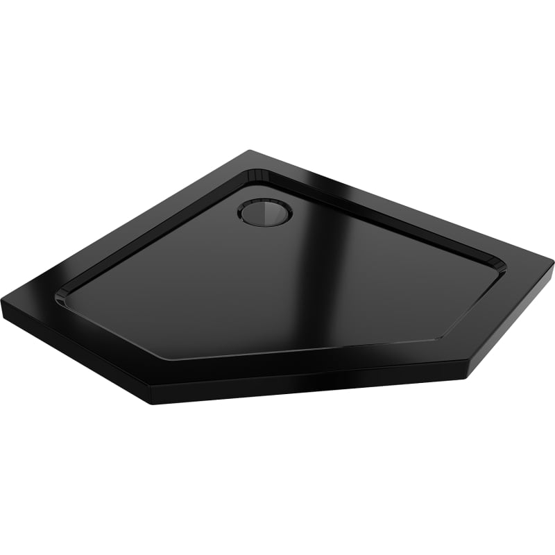 Mexen Flat penkiakampis slim dušo padėklas 100 x 100 cm, juodas, juodas sifonas - 41P701010-B