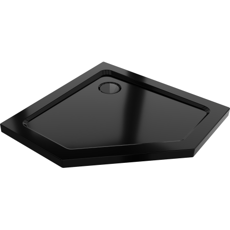 Mexen Flat penkiakampis slim dušo padėklas 100 x 100 cm, juodas, juodas sifonas - 41P701010-B