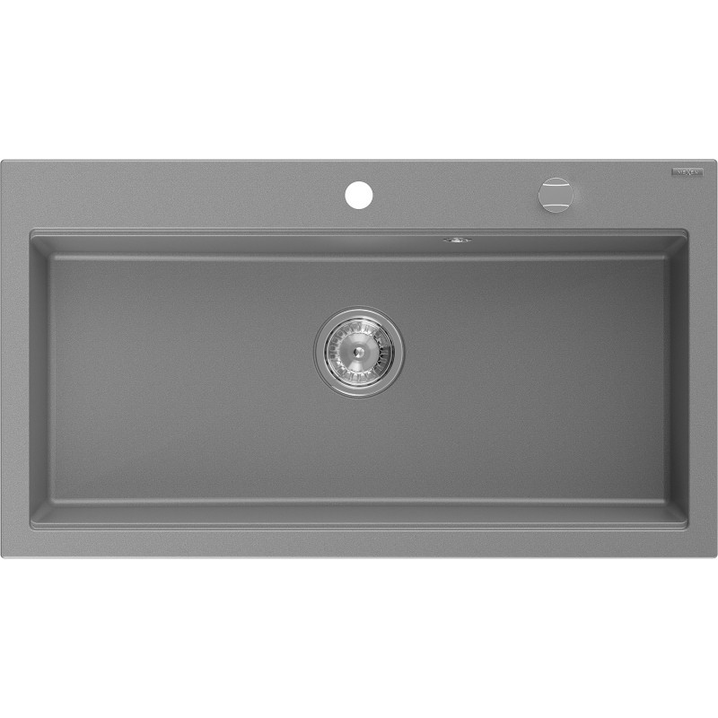 Mexen Slido granitinė 1 dubens plautuvė 900 x 500 mm, pilka, chromuotas sifonas - 6528901005-71