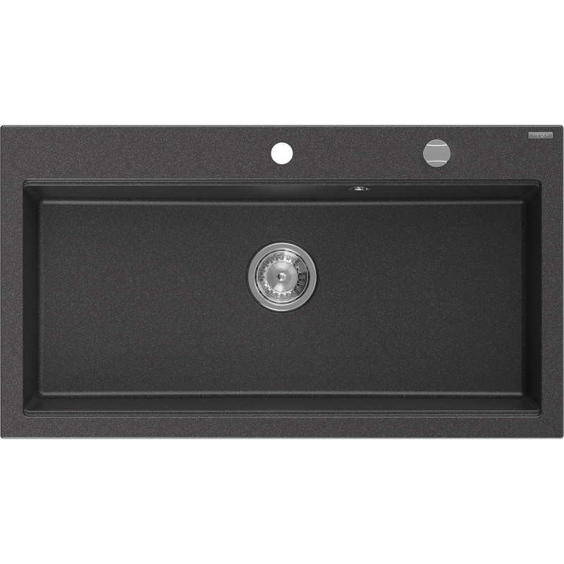 Mexen Slido 1 dubens granitinė plautuvė 900 x 500 mm, juoda su taškeliais, chromuotas sifonas - 6528901005-75 - 6528901005-76