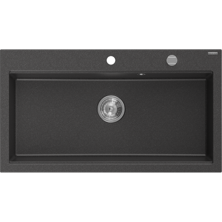 Mexen Slido 1 dubens granitinė plautuvė 900 x 500 mm, juoda su taškeliais, chromuotas sifonas - 6528901005-75 - 6528901005-76