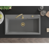 Mexen Slido granitinė vienos kameros plautuvė, 900 x 500 mm, pilka, auksinis sifonas - 6528901005-71-G