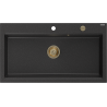 Mexen Slido granitinė 1 kameros plautuvė 900 x 500 mm, juoda/sidabro metalo spalvos, auksinis sifonas - 6528901005-73-G