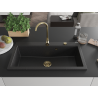 Mexen Slido granitinė 1 kameros plautuvė 900 x 500 mm, juoda/sidabro metalo spalvos, auksinis sifonas - 6528901005-73-G
