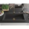 Mexen Slido granitinė 1 kameros plautuvė 900 x 500 mm, juoda taškuota, auksinis sifonas - 6528901005-76-G
