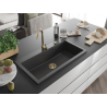 Mexen Slido granitinė 1 kameros plautuvė 900 x 500 mm, juoda taškuota, auksinis sifonas - 6528901005-76-G