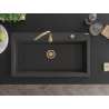 Mexen Slido granitinė 1 kameros plautuvė 900 x 500 mm, juoda taškuota, auksinis sifonas - 6528901005-76-G