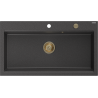 Mexen Slido granitinė 1 kameros plautuvė 900 x 500 mm, juoda taškuota, auksinis sifonas - 6528901005-76-G