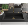 Mexen Slido granitinė vienos kameros plautuvė, 900 x 500 mm, juoda, auksinis sifonas - 6528901005-77-G
