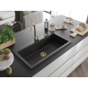 Mexen Slido granitinė vienos kameros plautuvė, 900 x 500 mm, juoda, auksinis sifonas - 6528901005-77-G