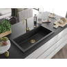 Mexen Slido granitinė virtuvės plautuvė 1-dubens 900 x 500 mm, juoda, aukso sifonas - 6528901005-77-G