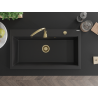 Mexen Slido granitinė vienos kameros plautuvė, 900 x 500 mm, juoda, auksinis sifonas - 6528901005-77-G