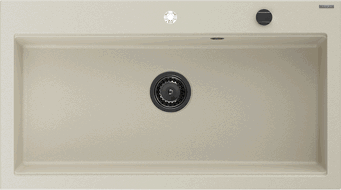 Mexen Slido granitinė vienos kameros plautuvė 900 x 500 mm, smėlio spalvos, juodas sifonas - 6528901005-69-B