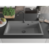 Mexen Slido granitinė virtuvinė plautuvė su viena kamera 900 x 500 mm, pilka, juodas sifonas - 6528901005-71-B