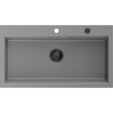 Mexen Slido granitinė plautuvė su 1 dubeniu, 900 x 500 mm, pilka, juodas sifonas - 6528901005-71-B