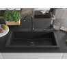 Mexen Slido granitinis vienos kameros plautuvas 900 x 500 mm, juodas/sidabrinis metalikas, juodas sifonas - 6528901005-73-B