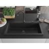 Mexen Slido granitinis vienos kameros plautuvas 900 x 500 mm, juodas/sidabro metalo spalvos, juodas sifonas - 6528901005-73-B