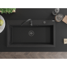 Mexen Slido granitinis vienos kameros plautuvas 900 x 500 mm, juodas/sidabro metalo spalvos, juodas sifonas - 6528901005-73-B