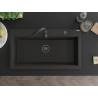 Mexen Slido granito plautuvė su 1 dubeniu 900 x 500 mm, juoda / auksinio metalo spalvos, juodas sifonas - 6528901005-75-B