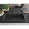 Mexen Slido granitinė vienos sekcijos plautuvė 900 x 500 mm, juoda su taškeliais, juodas sifonas - 6528901005-76-B