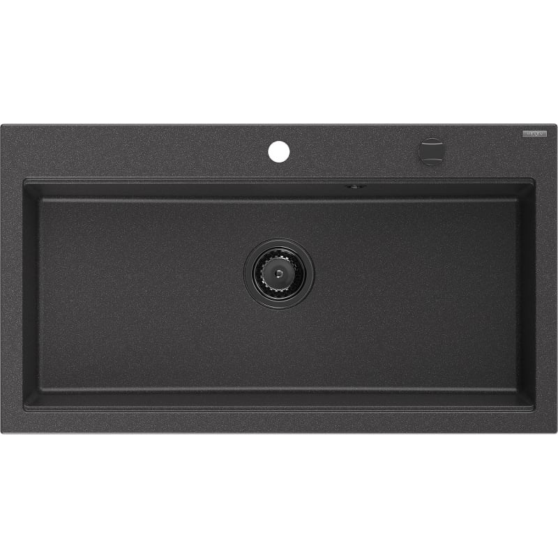 Mexen Slido granitinė vienos kameros plautuvė 900 x 500 mm, juoda su taškeliais, juodas sifonas - 6528901005-76-B