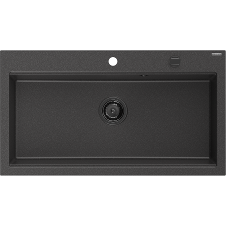 Mexen Slido granitinė vienos kameros plautuvė 900 x 500 mm, juoda su taškeliais, juodas sifonas - 6528901005-76-B