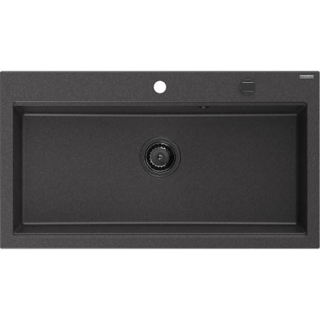 Mexen Slido granitinė vienos sekcijos plautuvė 900 x 500 mm, juoda su taškeliais, juodas sifonas - 6528901005-76-B