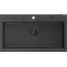 Mexen Slido granitinė vienos kameros plautuvė 900 x 500 mm, juoda su taškeliais, juodas sifonas - 6528901005-76-B